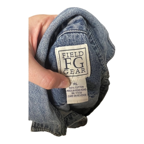 Vintage Denim Jean Barn Jacket 100% Cotton Petite Large Field Gear - Picture 2 of 4